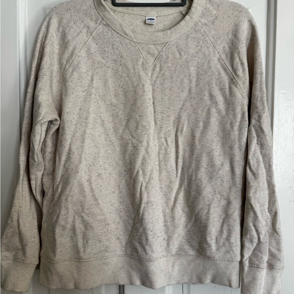 Old Navy Cream Speckled Crew Neck Sweater